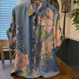 Rachel Zoe Blue Floral Women's Blouse